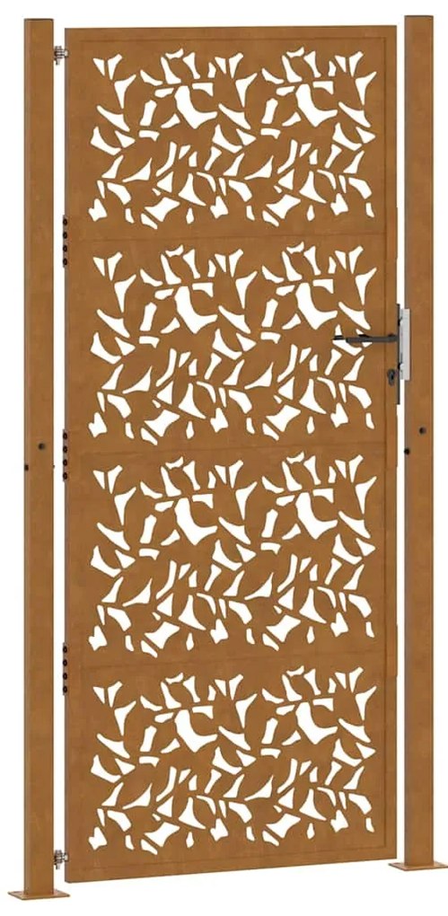 vidaXL Πύλη κήπου 105x205 cm από χάλυβα με φύλλα καιρικές συνθήκες