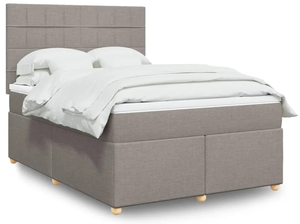 vidaXL Κρεβάτι Boxspring με Στρώμα Taupe 160x200 εκ. Υφασμάτινο