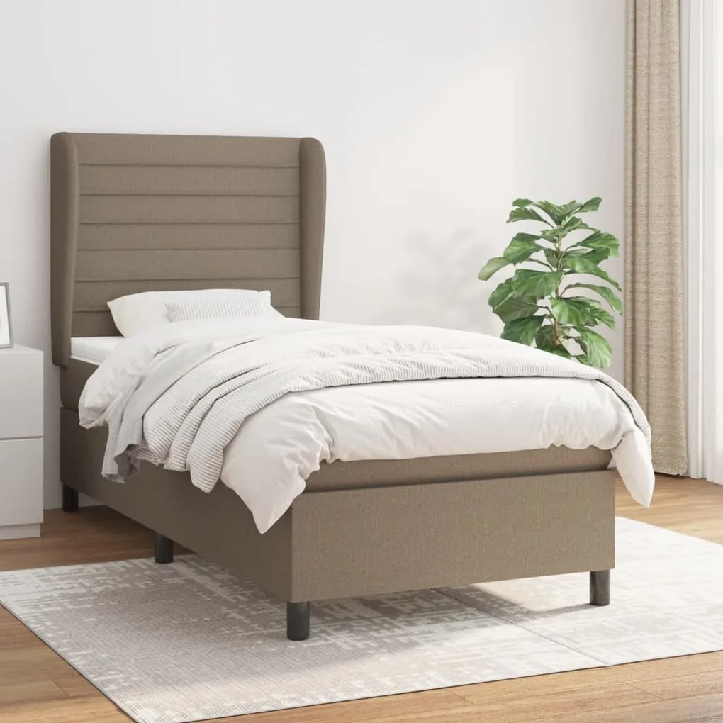 Κρεβάτι Boxspring με Στρώμα Taupe 100 x 200 εκ. Υφασμάτινο