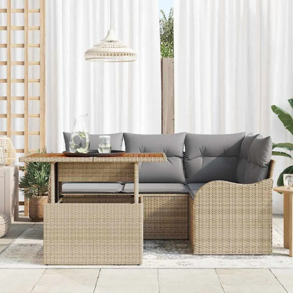 vidaXL Σετ Καναπέ Κήπου 5 pcs μπεζ και ανοιχτό γκρι 100 x 55 x 73 εκ