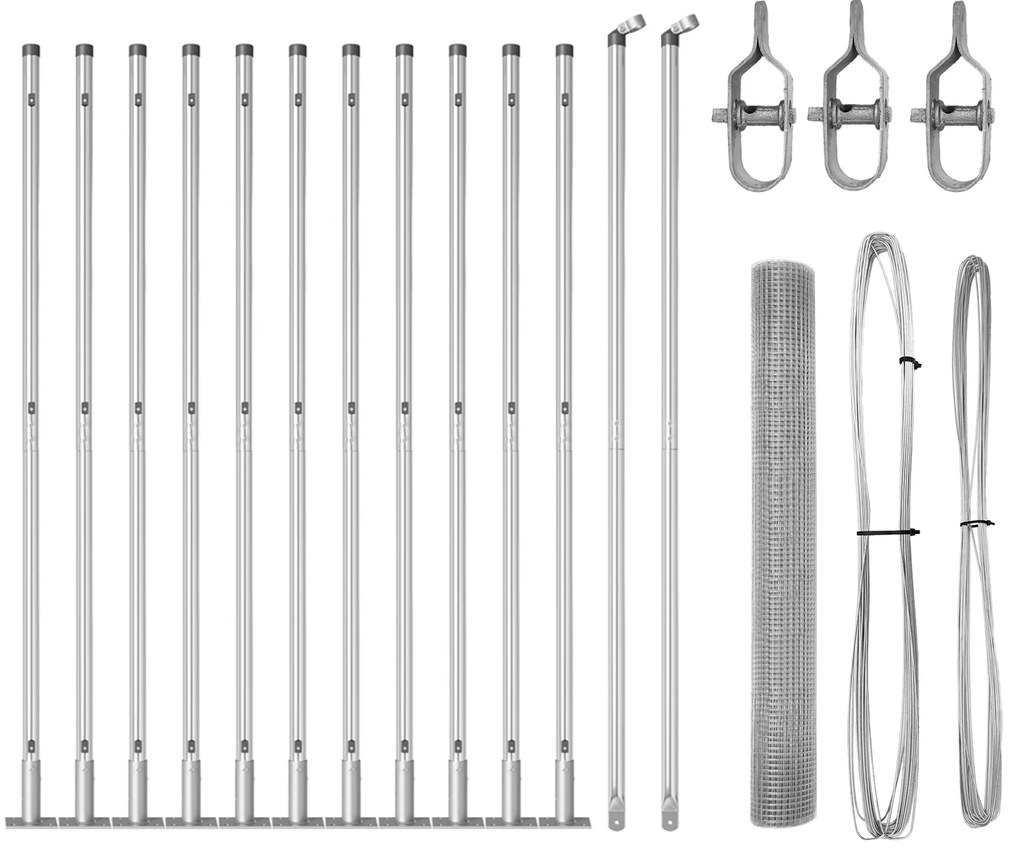 vidaXL Φράχτης Welded Wire της με 13 Φλάντζες 1x25 μ Γαλβανισμένος Χάλυβας