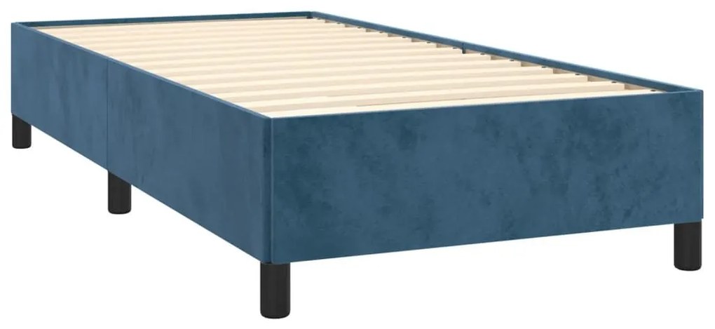 Κρεβάτι Boxspring με Στρώμα Σκούρο Μπλε 80 x 200 εκ. Βελούδινο - Μπλε