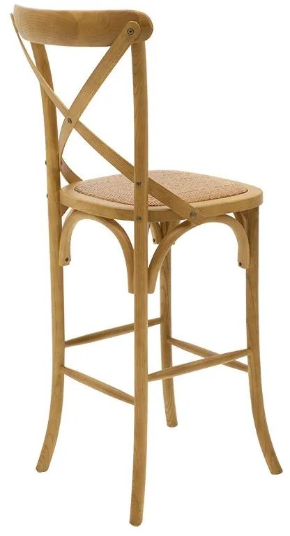 Σκαμπό μπαρ Reid ξύλο sonoma-έδρα καφέ rattan 45x52x116 εκ.