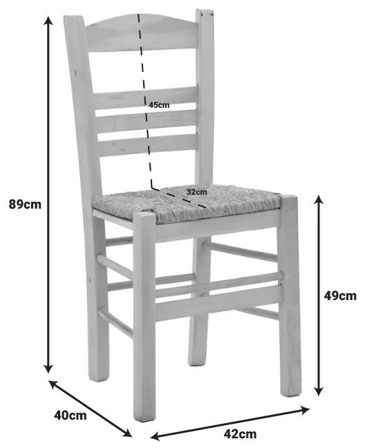 Καρέκλα καφενείου με ψάθα Ronson-Charchie άβαφο ξύλο 42x40x89εκ 42x40x89 εκ.