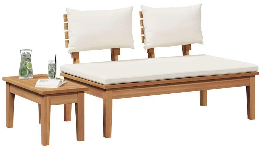 vidaXL Παγκάκι κήπου 2 pcs Κρέμα και Καφέ Μασίφ ξύλο teak