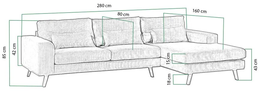 Γωνιακός Καναπές Seattle K105, Γκρι, 280x160x85cm, Πόδια: Ξύλο, Ξύλο: Πεύκο | Epipla1.gr