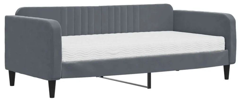Κρεβάτι ημέρας με στρώμα σκούρο γκρι 90x190 cm Βελούδο 3197053
