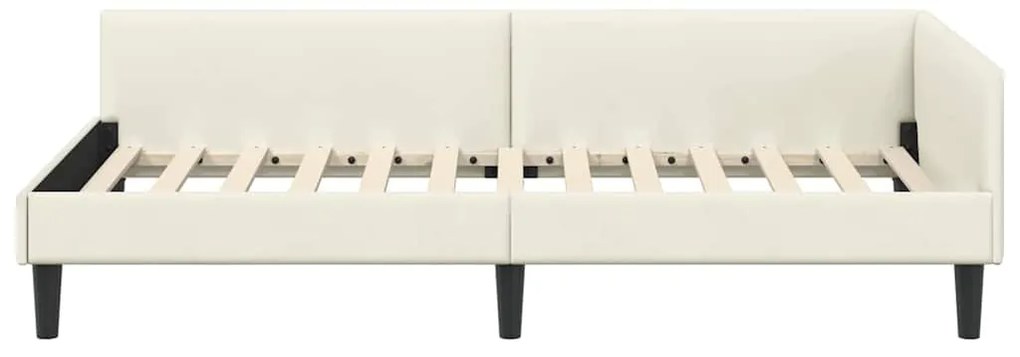 vidaXL Πλαϊνό Κρεβάτι Κρεμ 90 x 190 cm Βελούδο και Στιβαρή ξυλεία