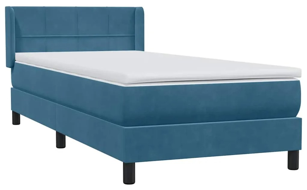 vidaXL Κρεβάτι Boxspring με Στρώμα Σκούρο Μπλε 80x220 εκ. Βελούδινο