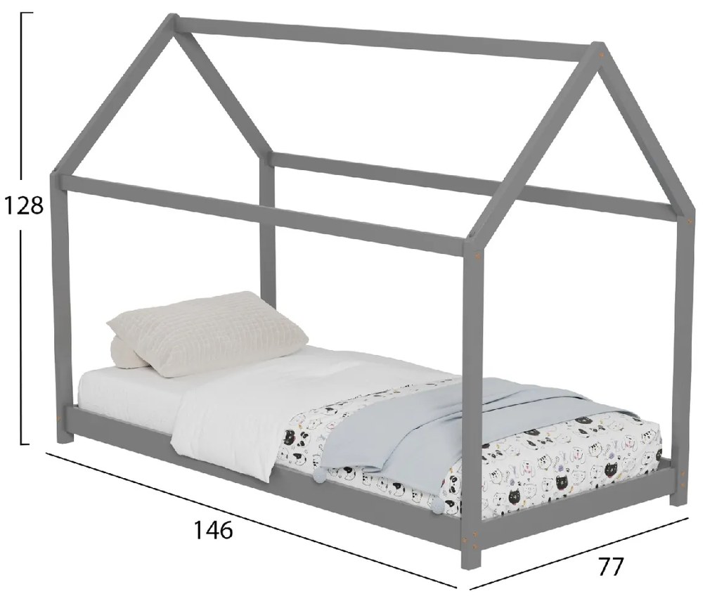 ΚΡΕΒΑΤΙ ΠΑΙΔΙΚΟ PEPE HM678.05 τ.MONTESSORI ΞΥΛΟ ΠΕΥΚΟ ΓΚΡΙ- 140x70εκ