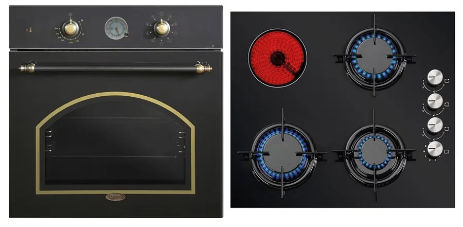 MULTIHOME ΣΕΤ ΦΟΥΡΝΟΣ MH-6051 BLACK RETRO + ΕΣΤΙΑ ΜΙΚΤΗ MH-6109 3 ΥΓΡΑΕΡΙΟΥ + 1 ΚΕΡΑΜΙΚΟ MULTIHOME 999-002-87877