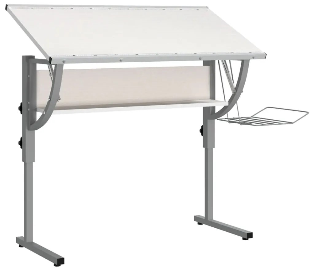 vidaXL Γραφείο Χειροτ. Λευκό/Γκρι 110x53x(58-87) εκ. Επ. Ξύλο&amp;Ατσάλι