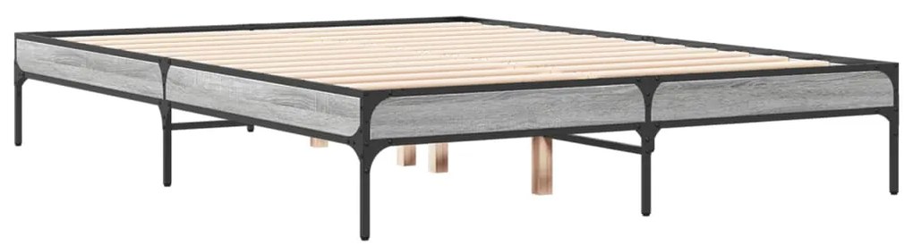vidaXL Πλαίσιο Κρεβατιού Γκρι Sonoma 120 x 190εκ. Επεξ. Ξύλο & Μέταλλο