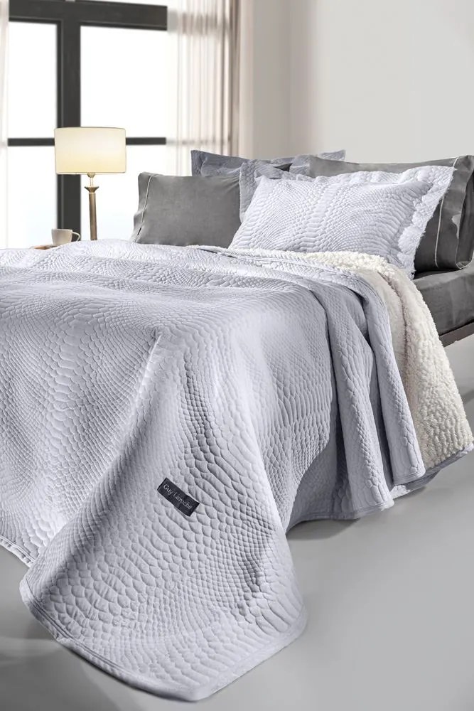 Κουβέρτα Με Μαξιλαροθήκη Microfiber Velvet Υπέρδιπλη Capsule Silver 220x240εκ. Guy Laroche