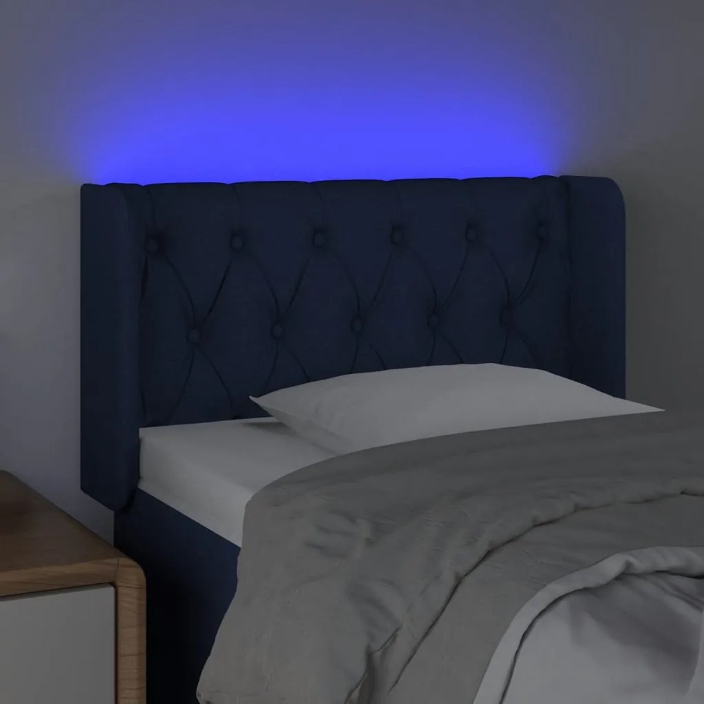 vidaXL Κεφαλάρι Κρεβατιού LED Μπλε 83x16x78/88 εκ. Υφασμάτινο