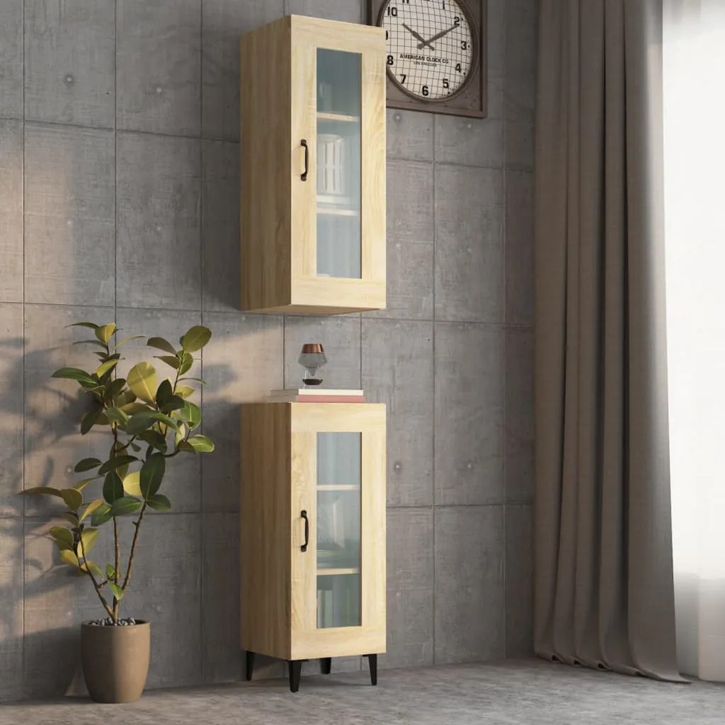 vidaXL Ντουλάπι Τοίχου Κρεμαστό Sonoma Δρυς 34,5x34x90 εκ.