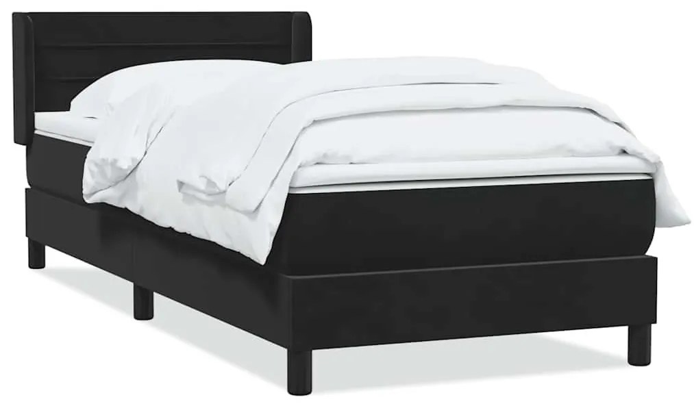 Box Spring Κρεβάτι με στρώμα Μαύρο 80x210 εκ. Βελούδινο - Μαύρο