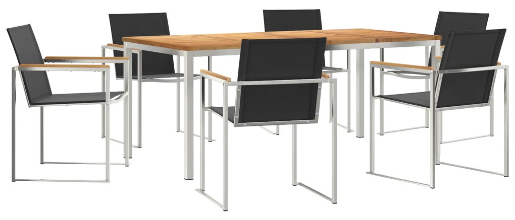 vidaXL Σετ Τραπεζαρίας Κήπου 7 Τεμαχίων Μασίφ Ξύλο Teak