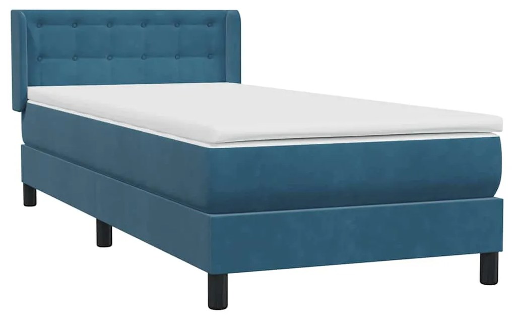 vidaXL Κρεβάτι Boxspring με Στρώμα Σκούρο Μπλε 80x220 εκ. Βελούδινο