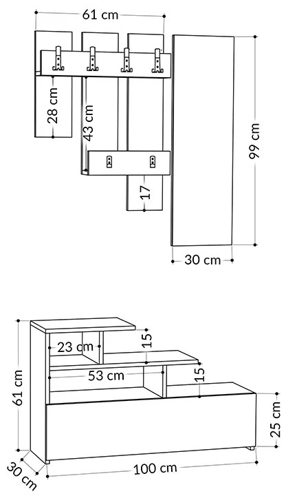 Έπιπλο εισόδου Vesty Megapap χρώμα ανοιχτό καρυδί 100x30x61εκ.