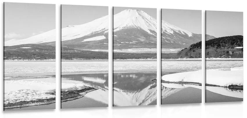 Εικόνα 5 τμημάτων Ιαπωνικό βουνό Fuji σε ασπρόμαυρο - 200x100