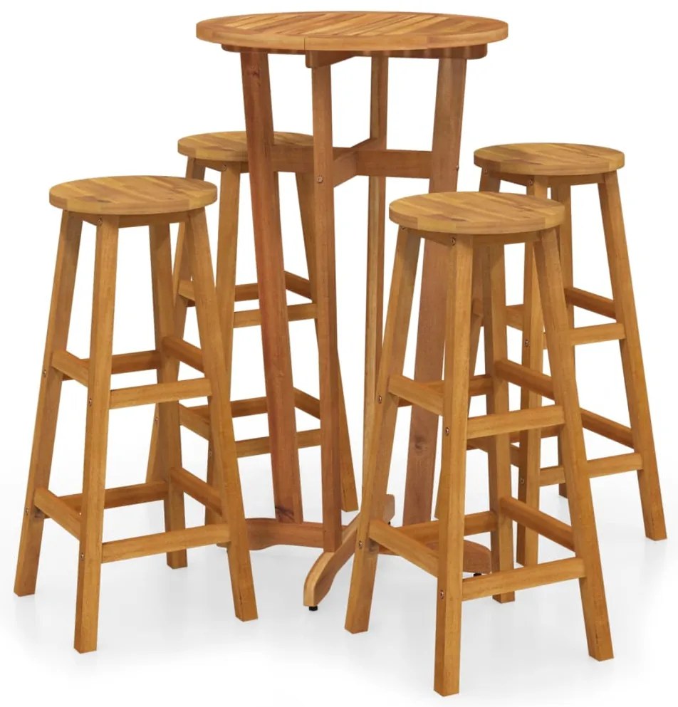 vidaXL Σετ Επίπλων Μπαρ Κήπου 5 Τεμαχίων από Μασίφ Ξύλο Ακακίας