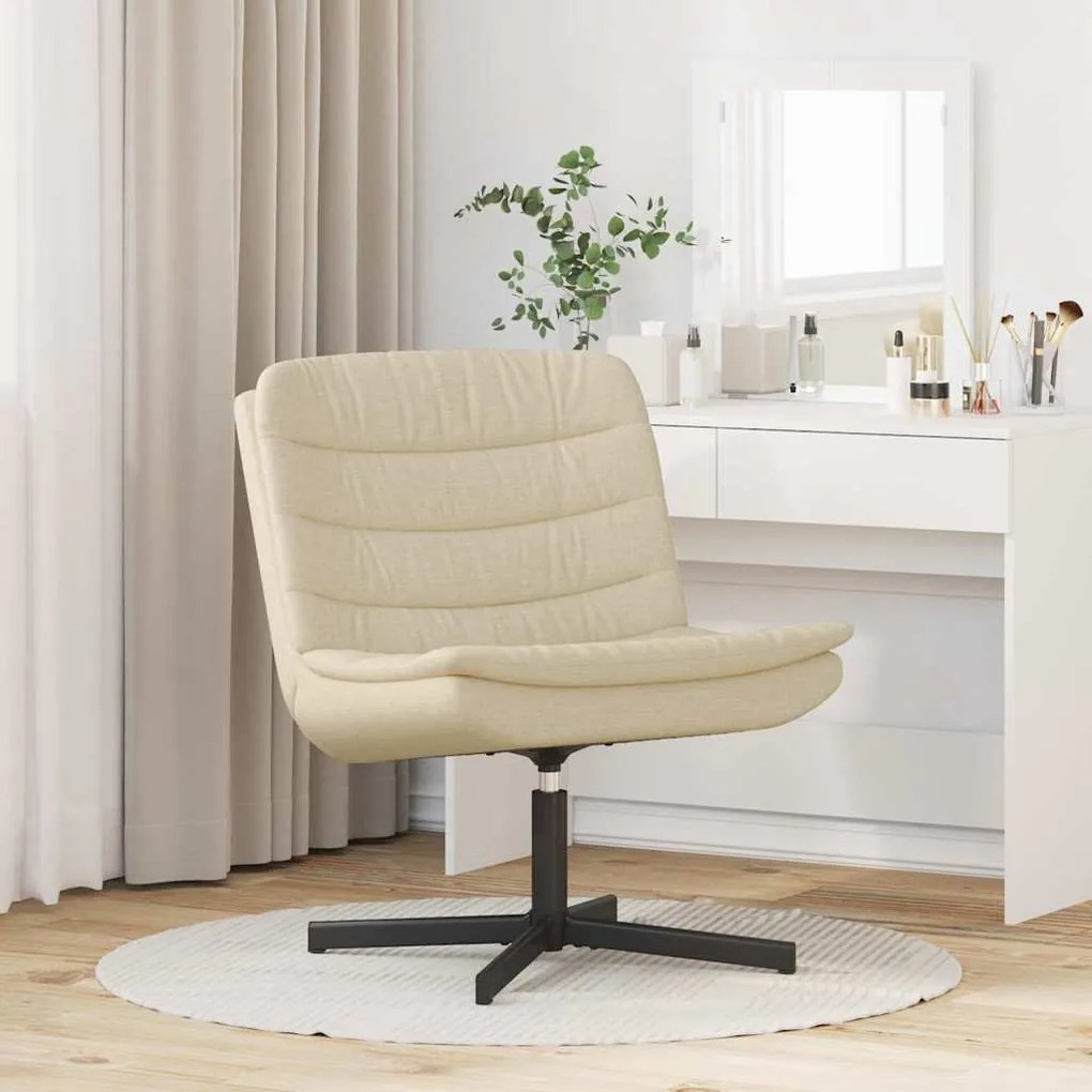 vidaXL Περιστρεφόμενη καρέκλα Κρεμ 63 x 75 x 76 εκ ύφασμα
