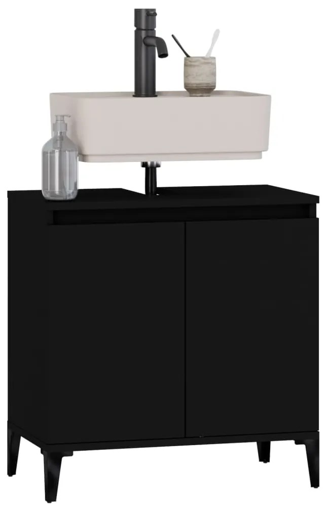 vidaXL Ντουλάπι Νιπτήρα Μαύρο 58x33x60 εκ. Επεξεργασμένο Ξύλο
