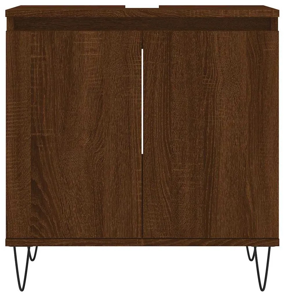 vidaXL Ντουλάπι Μπάνιου Καφέ Δρυς 58 x 33 x 60 εκ. από Επεξεργ. Ξύλο