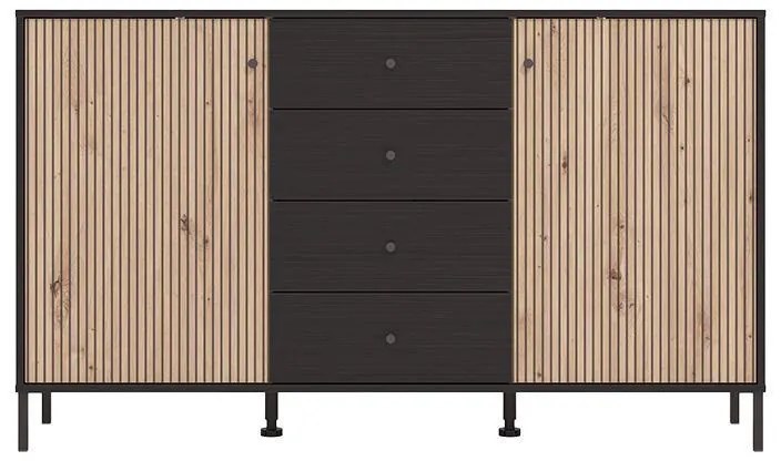 Κομότα - Μπουφές Correze 3K4F Μαύρο Δρύς -Artisan Oak 157x40x93 εκ. 157x40x93 εκ.