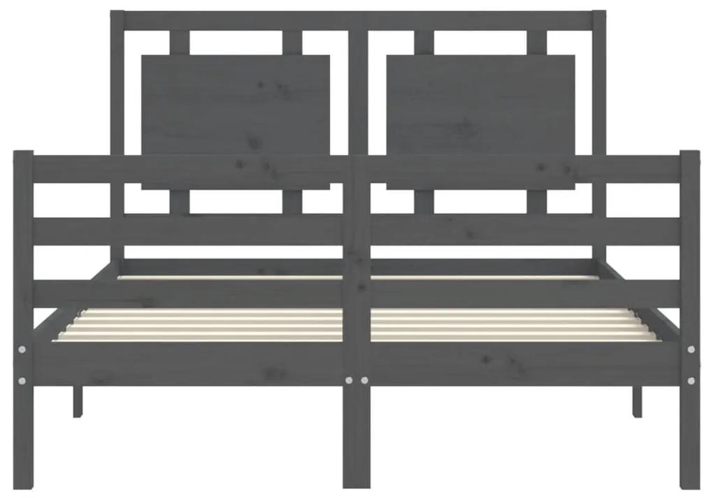 vidaXL Πλαίσιο Κρεβατιού με Κεφαλάρι Γκρι 140x200 εκ. από Μασίφ Ξύλο