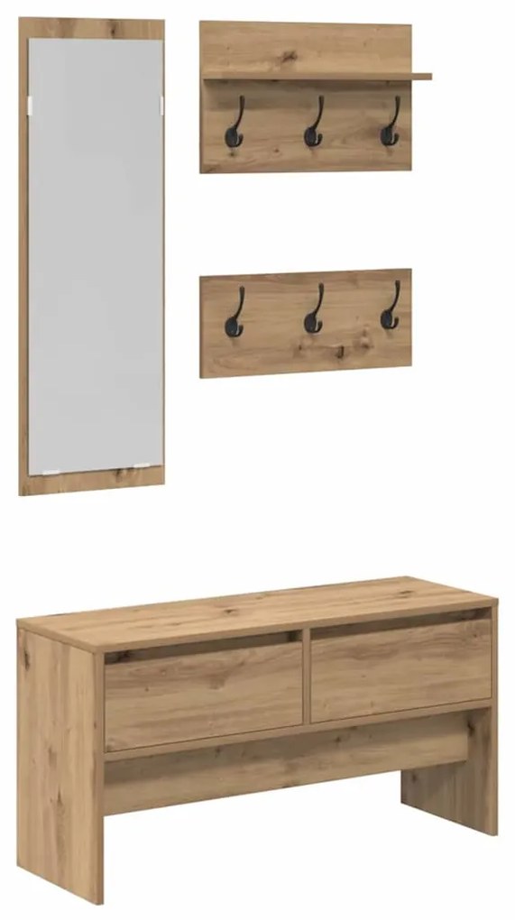 vidaXL Σετ επίπλων χωλ με συρτάρι 4 pcs Μαύρη δρυς 90 x 31 x 46.5 εκ