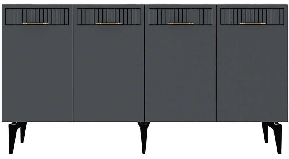 Μπουφές Alvin 475OLV2692 150x40x80cm Anthracite Μοριοσανίδα, Μελαμίνη