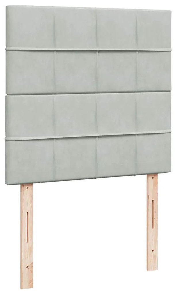 vidaXL Κρεβάτι Boxspring με Στρώμα Ανοιχτό Γκρι 100x200 εκ. Βελούδινο