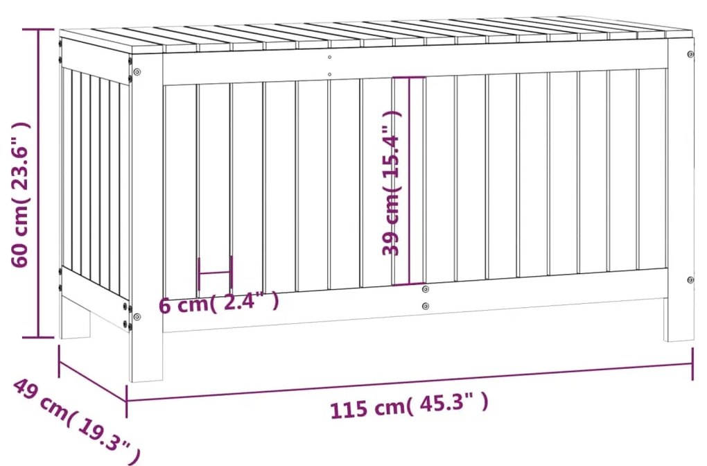 Κουτί Αποθήκευσης Κήπου Λευκό 115x49x60 εκ. Μασίφ Ξύλο Πεύκου - Λευκό