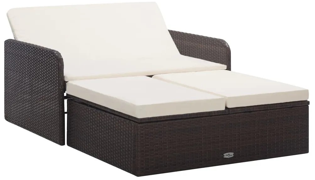 vidaXL Σετ Καναπέ Κήπου 2 τεμ. Καφέ από Συνθετικό Ρατάν με Μαξιλάρια