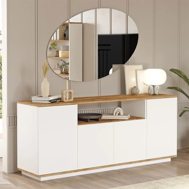 Μπουφές Placefol pakoworld μελαμίνης λευκό-φυσικό 180x44.5x75εκ (1 τεμάχια)