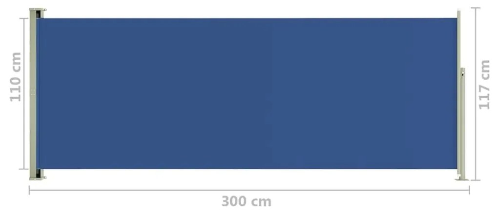 Σκίαστρο Πλαϊνό Συρόμενο Βεράντας Μπλε 117 x 300 εκ. - Μπλε
