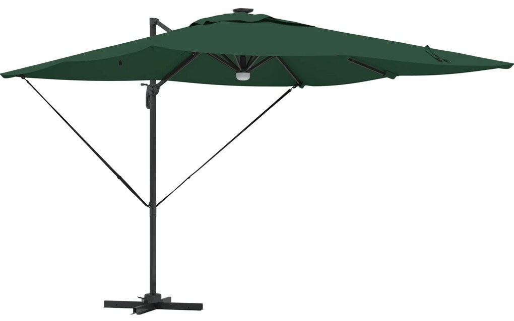 vidaXL Cantilever Roma Parasol με LEDs Πράσινο 286x285x270 cm Αλουμίνιο