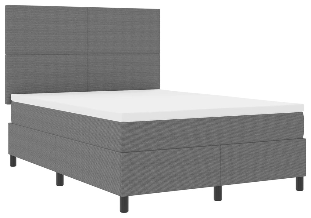 vidaXL Κρεβάτι Box Spring με Στρώμα Γκρι 140x200 εκ. Ύφασμα Καναπέ