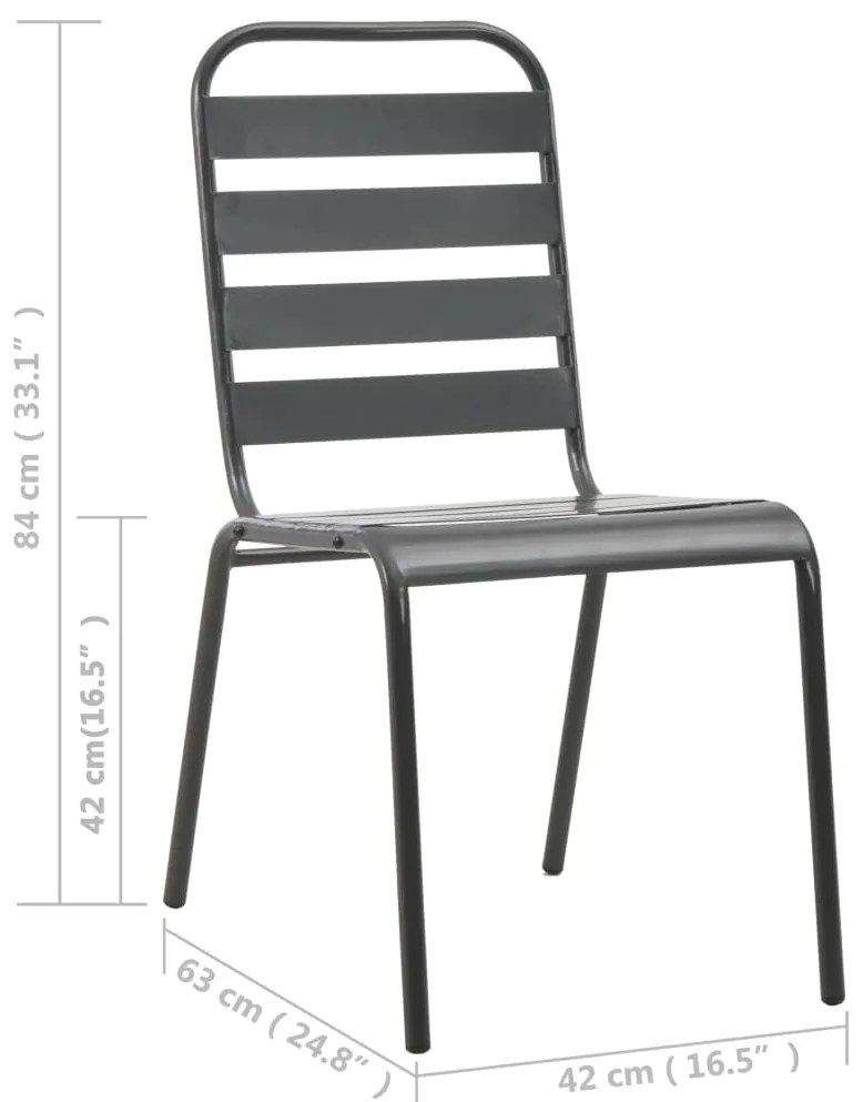 vidaXL Καρέκλες Εξωτερικού Χώρου με Λωρίδες 4 τεμ. Σκ. Γκρι Ατσάλινες