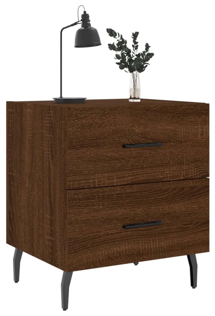 vidaXL Κομοδίνα 2 τεμ. Καφέ Δρυς 40 x 35 x 47,5 εκ. από Επεξεργ. Ξύλο