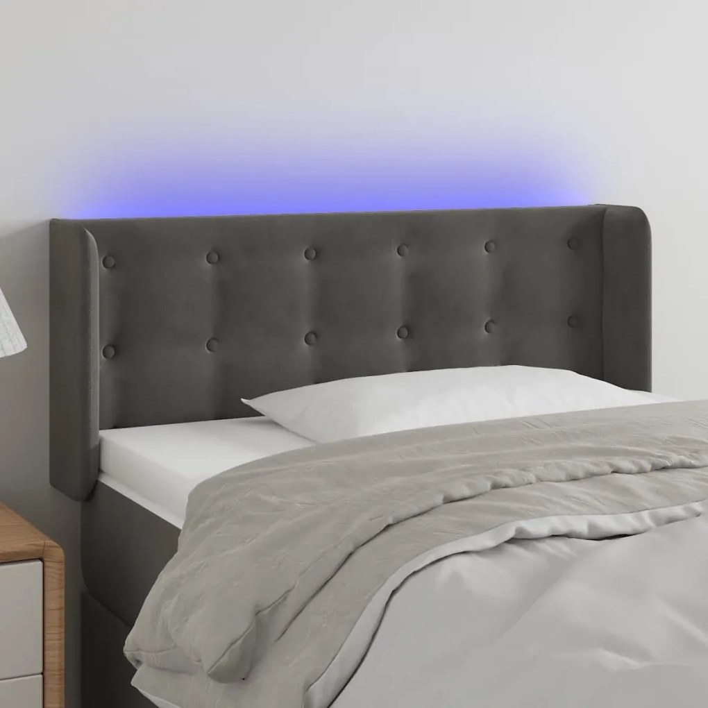 Κεφαλάρι Κρεβατιού LED Σκούρο Γκρι 93x16x78/88 εκ. Βελούδινο 3123707