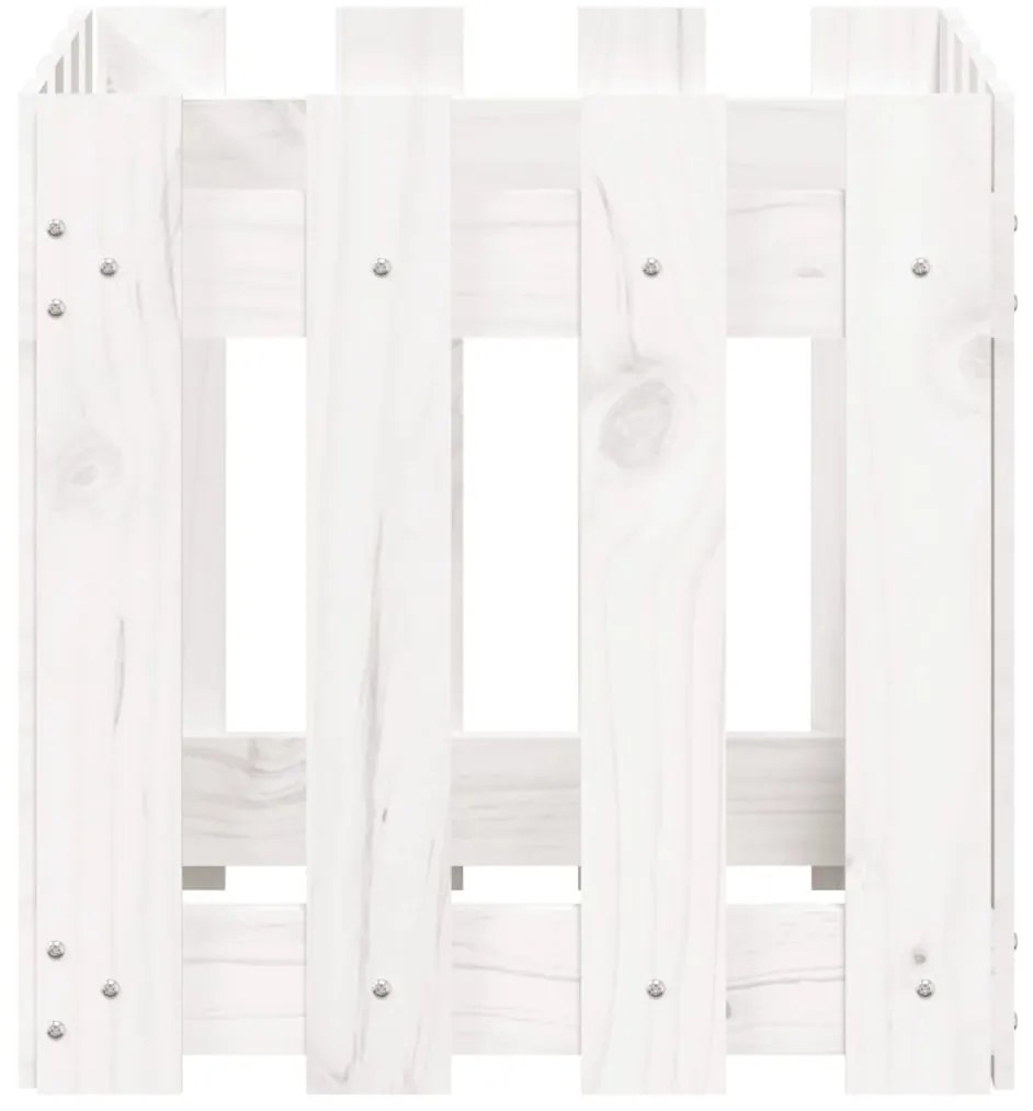 vidaXL Ζαρντινιέρα με Σχέδιο Φράχτη Λευκή 40 x 40 x 40 εκ. Μασίφ Πεύκο