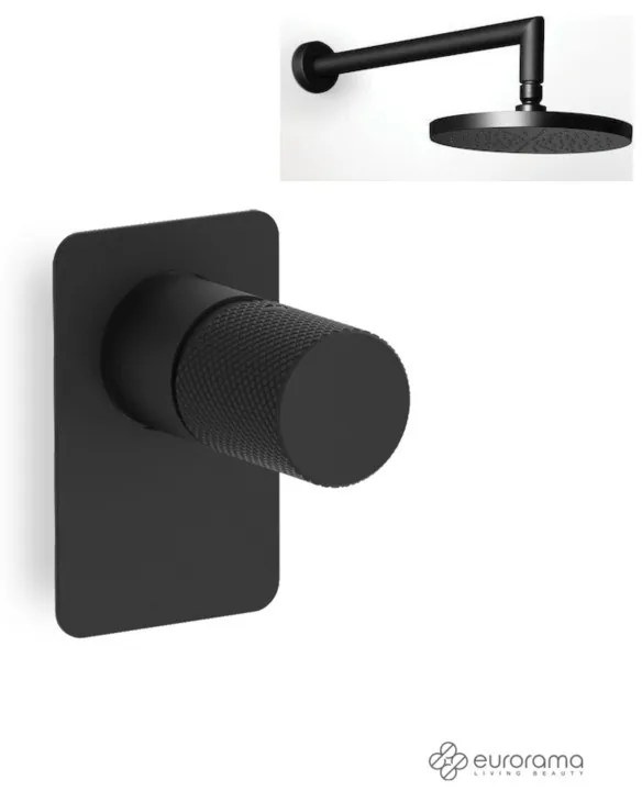 Eurorama Black Matt Ανακλινόμενη Κεφαλή Ø20εκ +Μίκτης εντοιχισμού 1 εξόδου