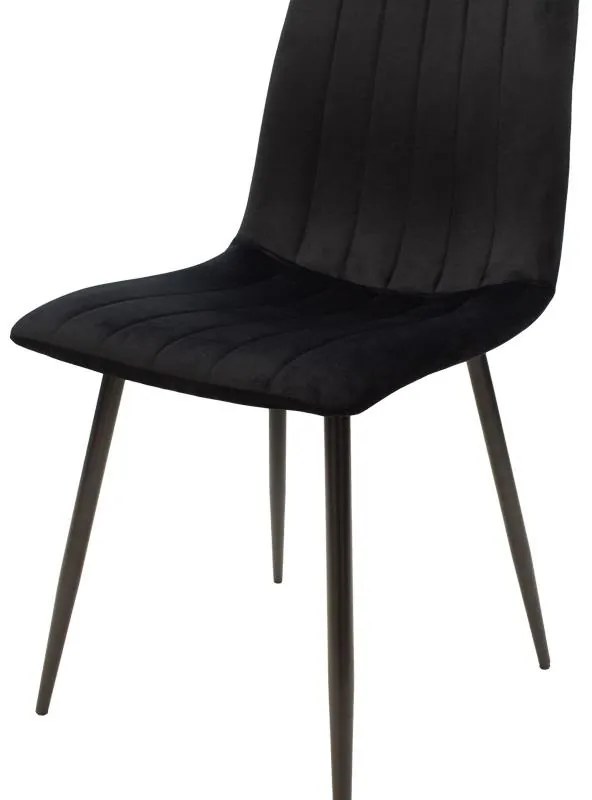 Καρέκλα Τραπεζαρίας Noor σε Μαύρο Βελούδο και Μεταλλικό πόδι 44x53x86εκ. 4αδα 44x53x86 εκ.