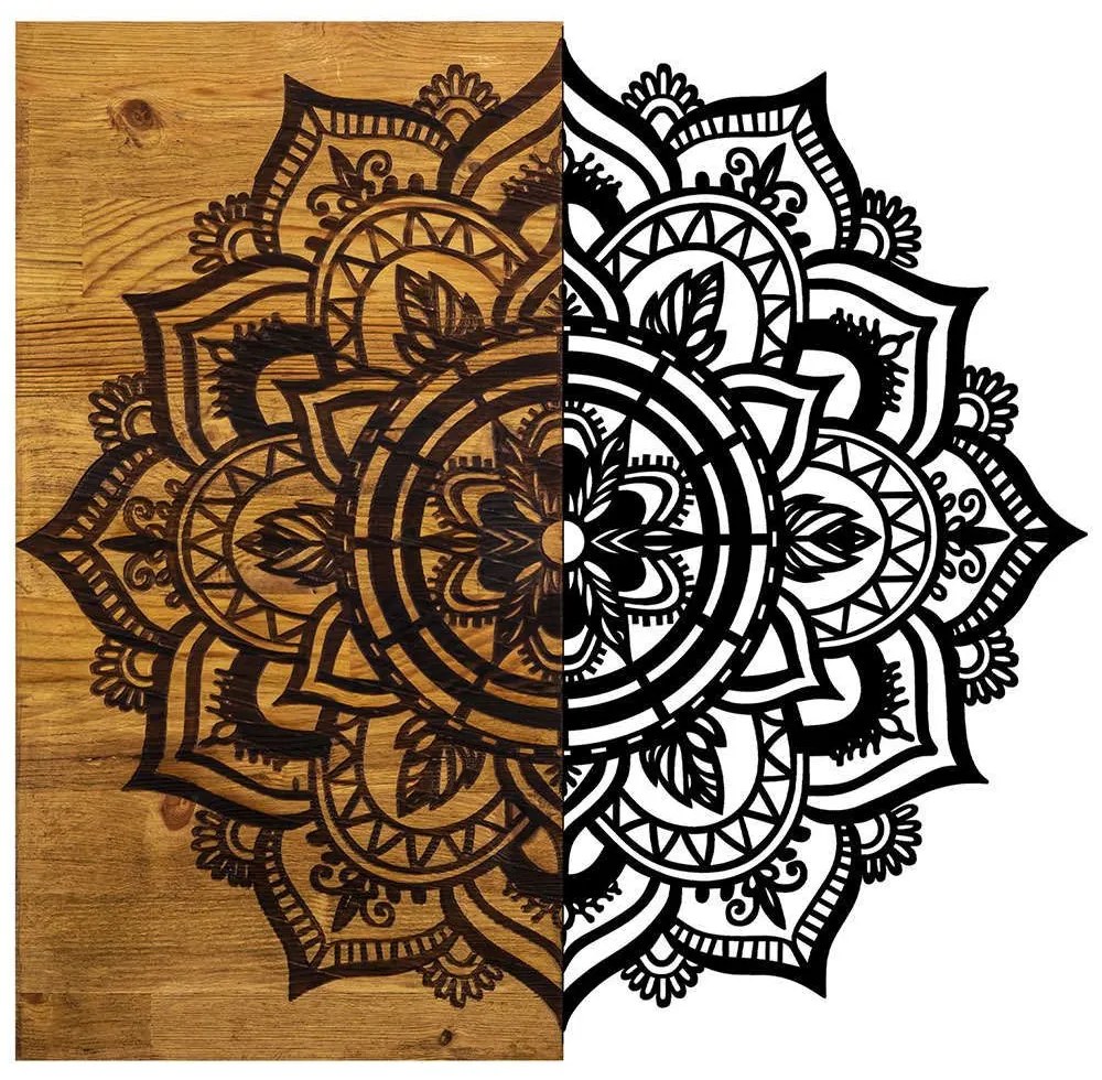 Διακοσμητικό Τοίχου Mandala 899SKL2180 59x3x58cm Walnut-Black Wallity Μέταλλο,Ξύλο