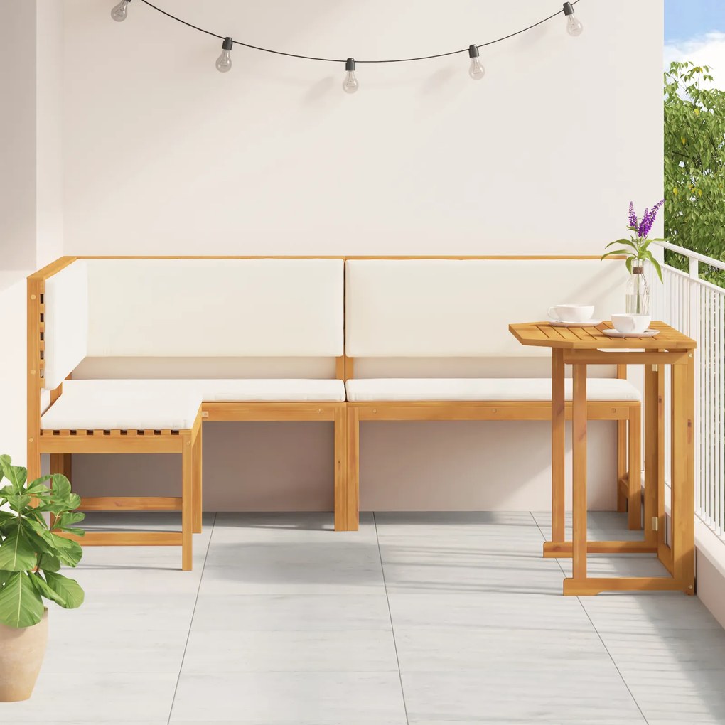 vidaXL Σετ Κήπου Bistro 3 Τεμαχίων με Μαξιλάρια από Σκληρό Ξύλο Ακακίας