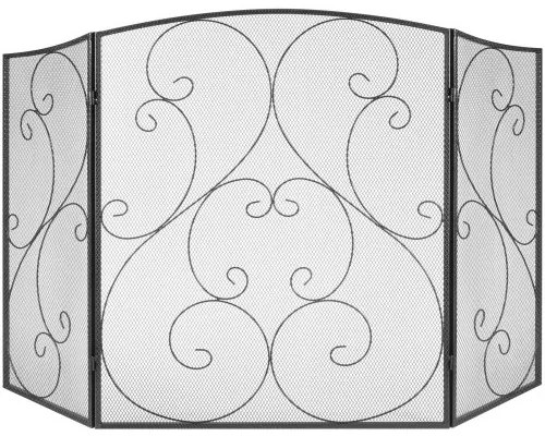VEVOR Fireplace Screen 3 Panel, Sturdy Iron Mesh Fireplace Screen, 122(L)x76.7(H)CM Spark Guard Cover, No Assembly Required, Free Standing Fireplace Fence Grate for Living Room Home Decor Vintage