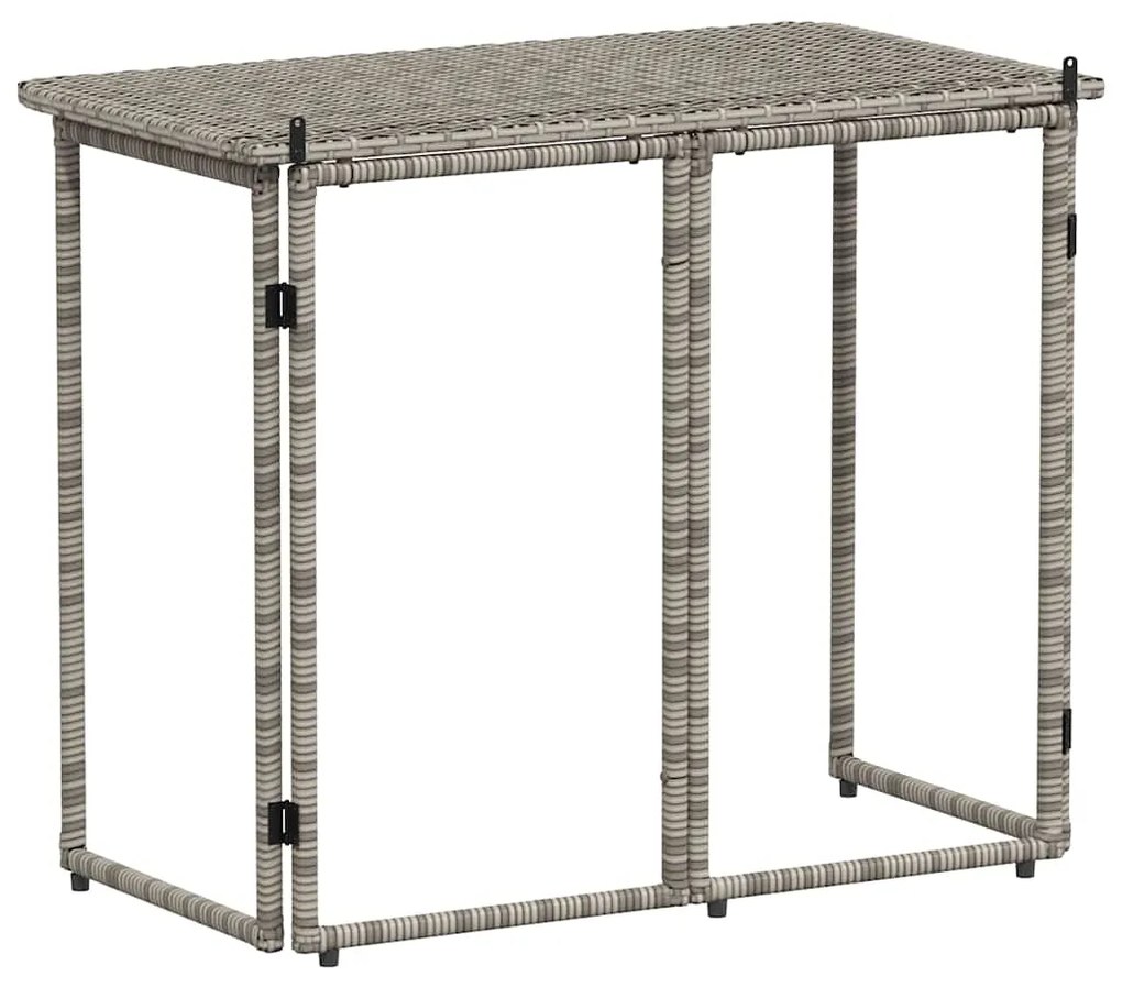 vidaXL Πτυσσόμενο τραπέζι κήπου γκρι 90x51x75 cm Poly Rattan